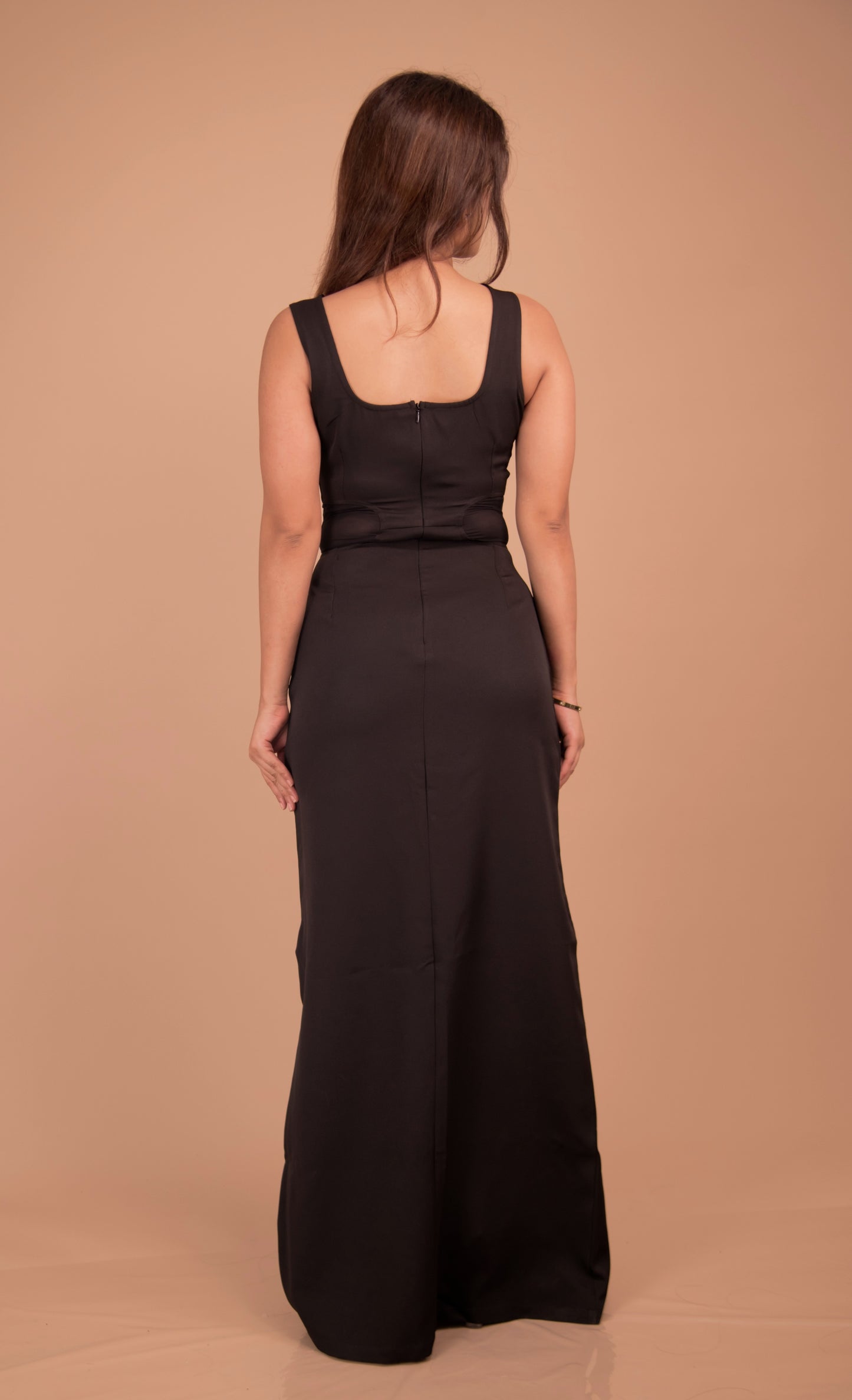 Noir Muse — Sculpted Twist Black Crepe Gown