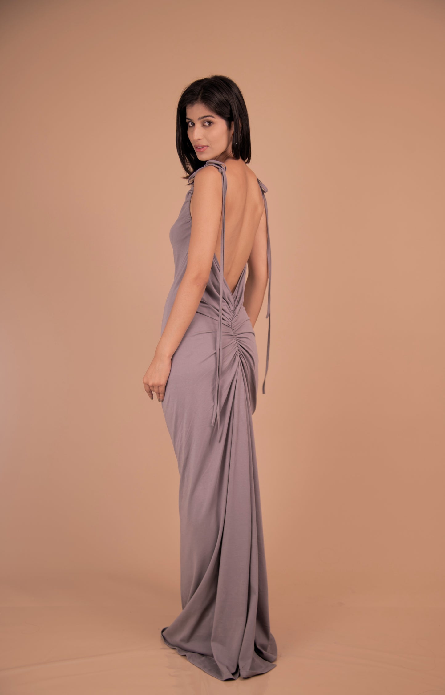 Elegance Back-Drape Gown in Luxe Cotton