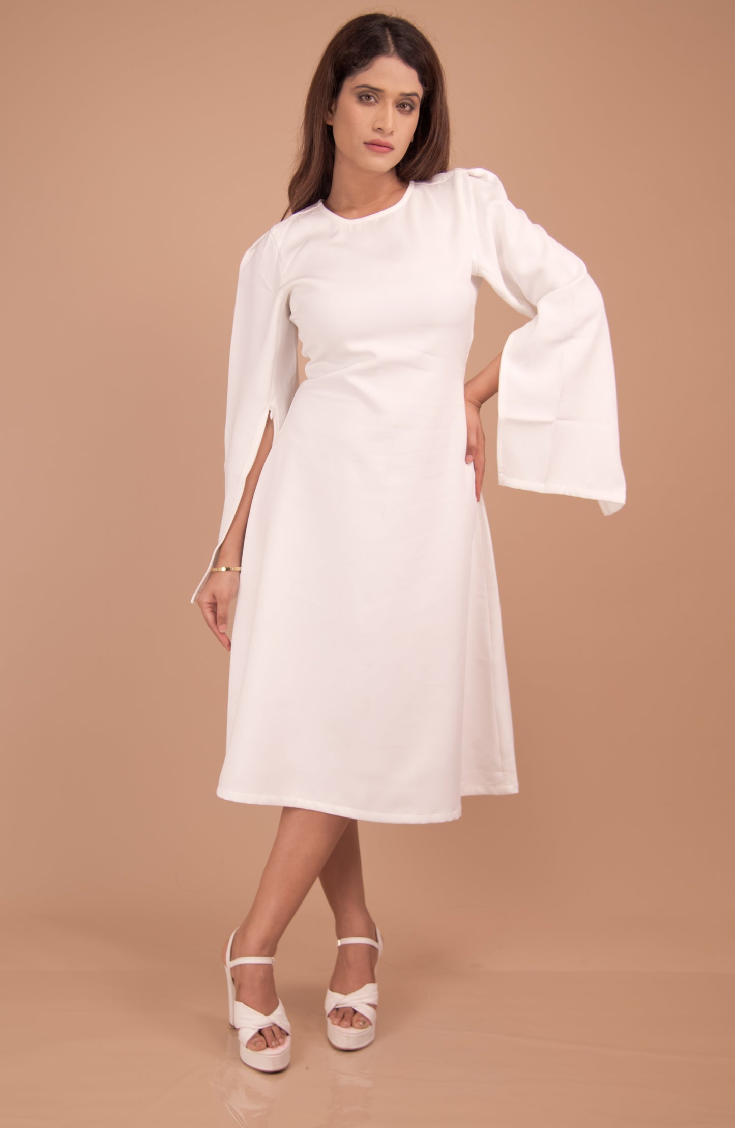 The Aurelia Bell-Sleeve Midi Dress