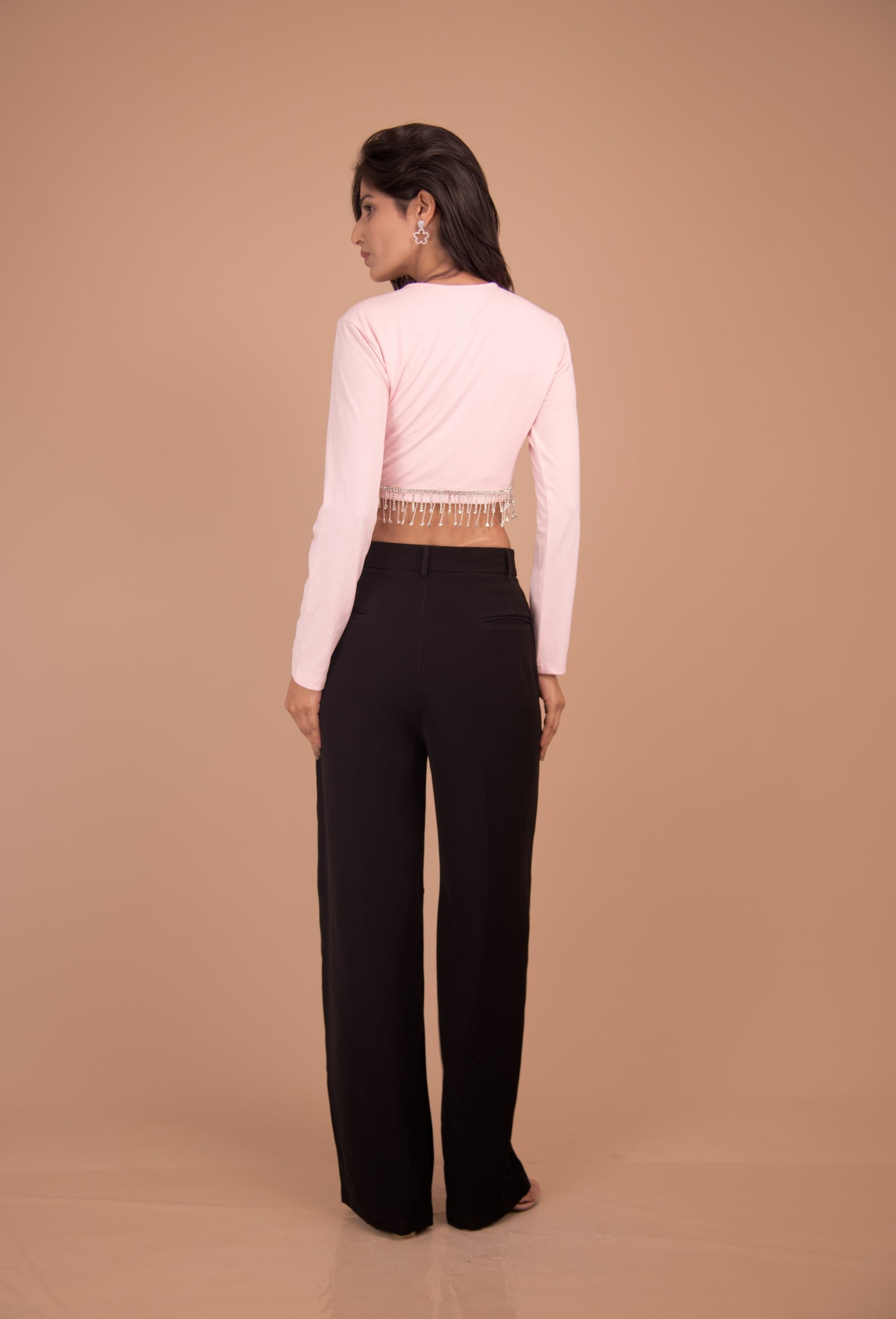 Embellished Fringe Crop & Tailored Trouser Co-Ord