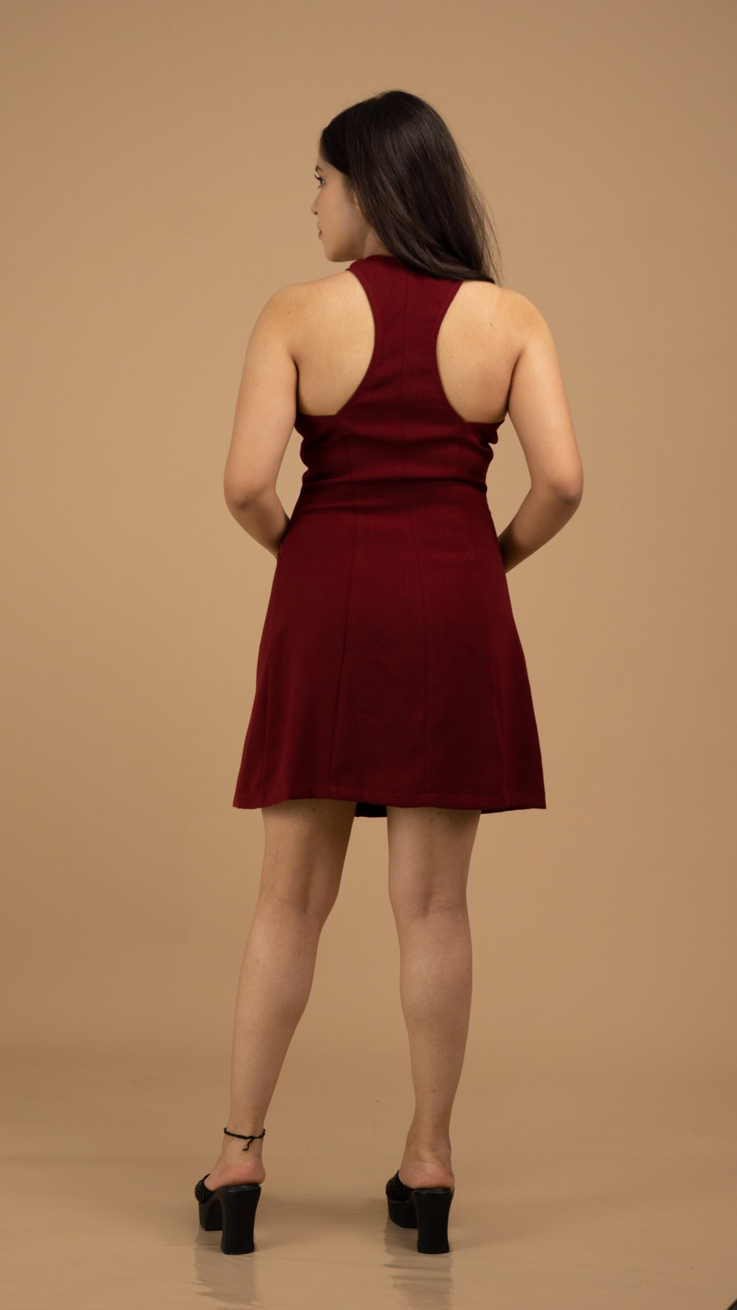 The Merlot Halter Crepe Dress
