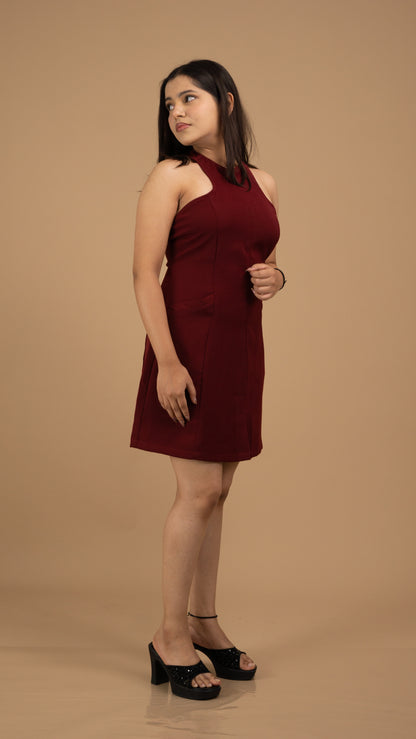 The Merlot Halter Crepe Dress