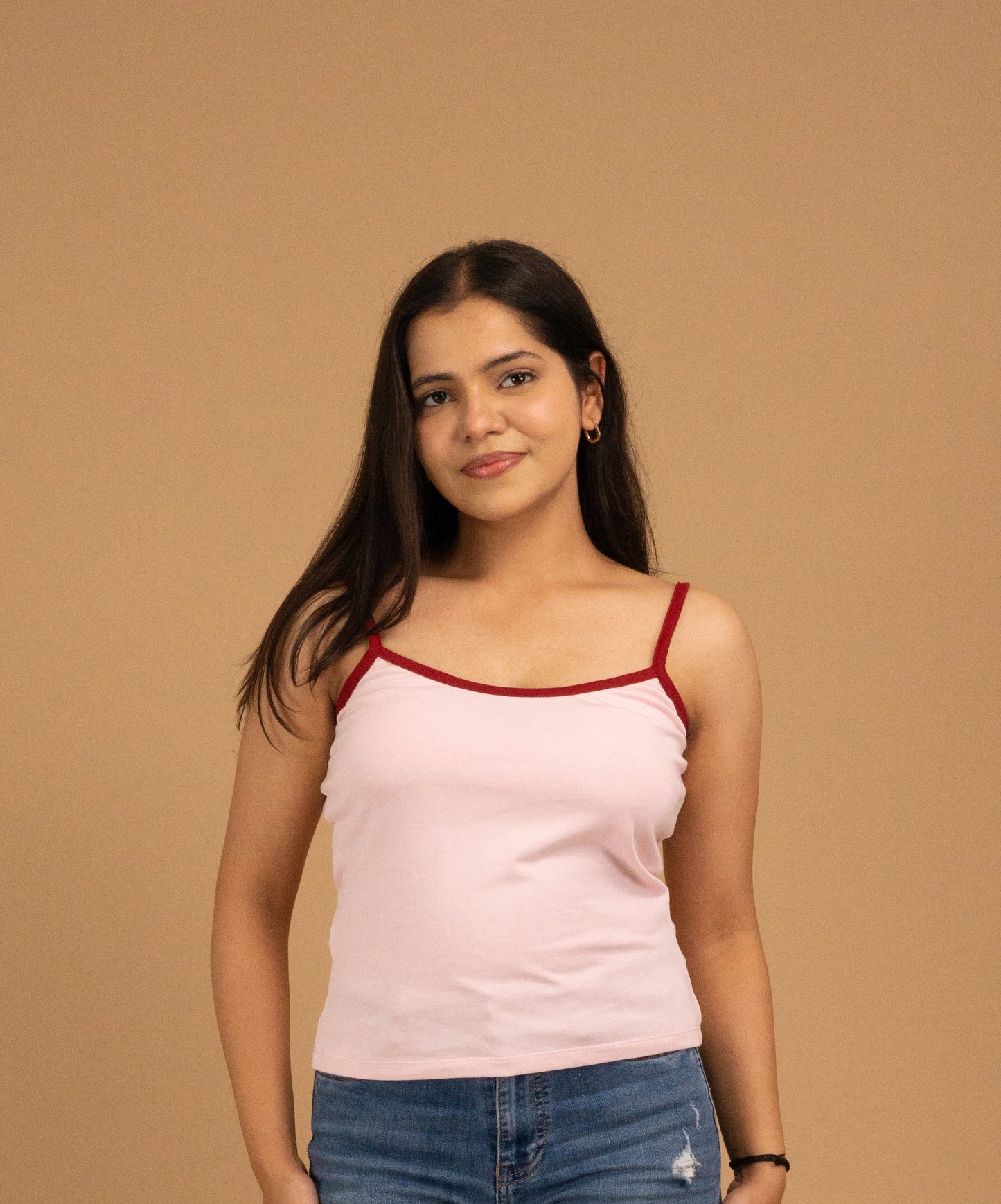 Contrast-Trim Cotton Cami Top