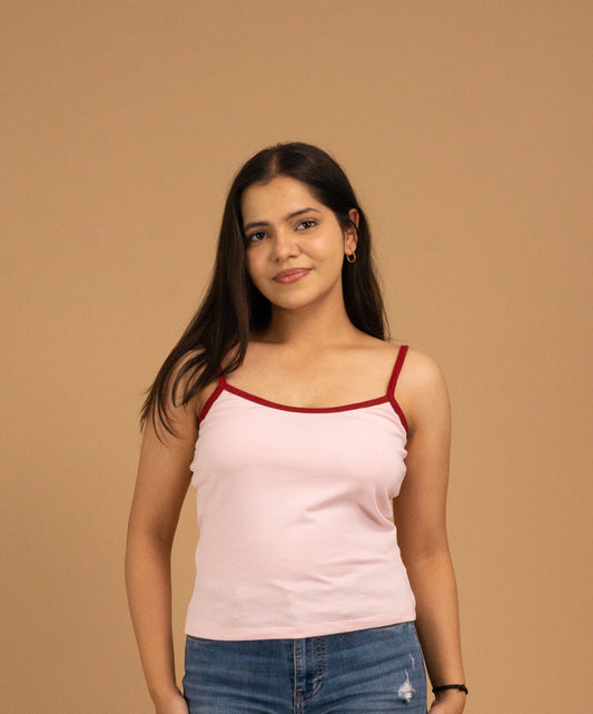 Contrast-Trim Cotton Cami Top