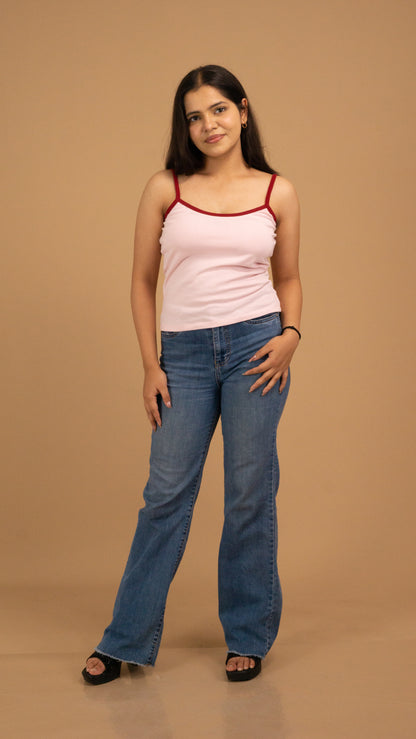 Contrast-Trim Cotton Cami Top