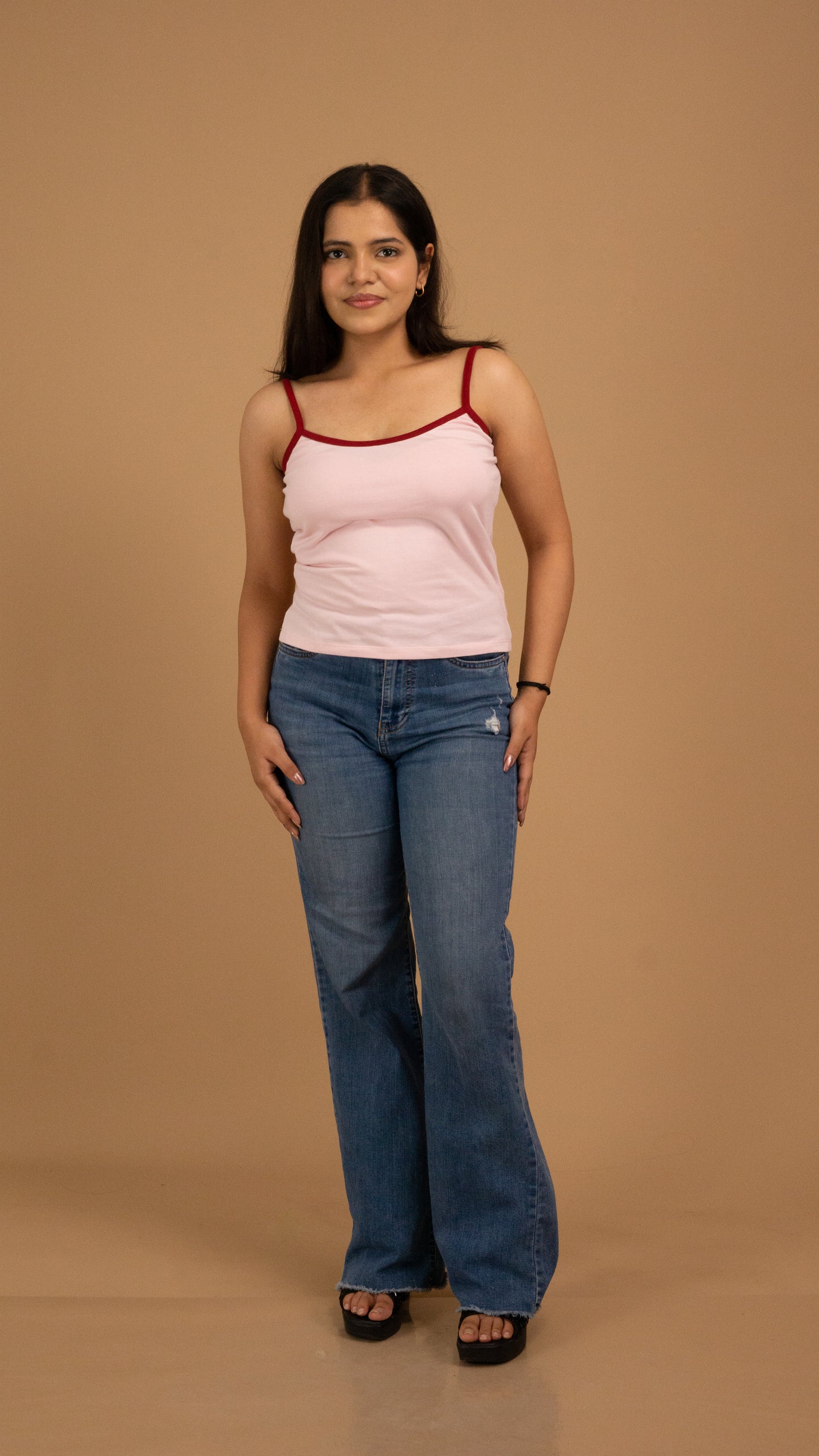 Contrast-Trim Cotton Cami Top