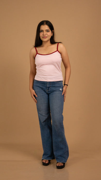 Contrast-Trim Cotton Cami Top