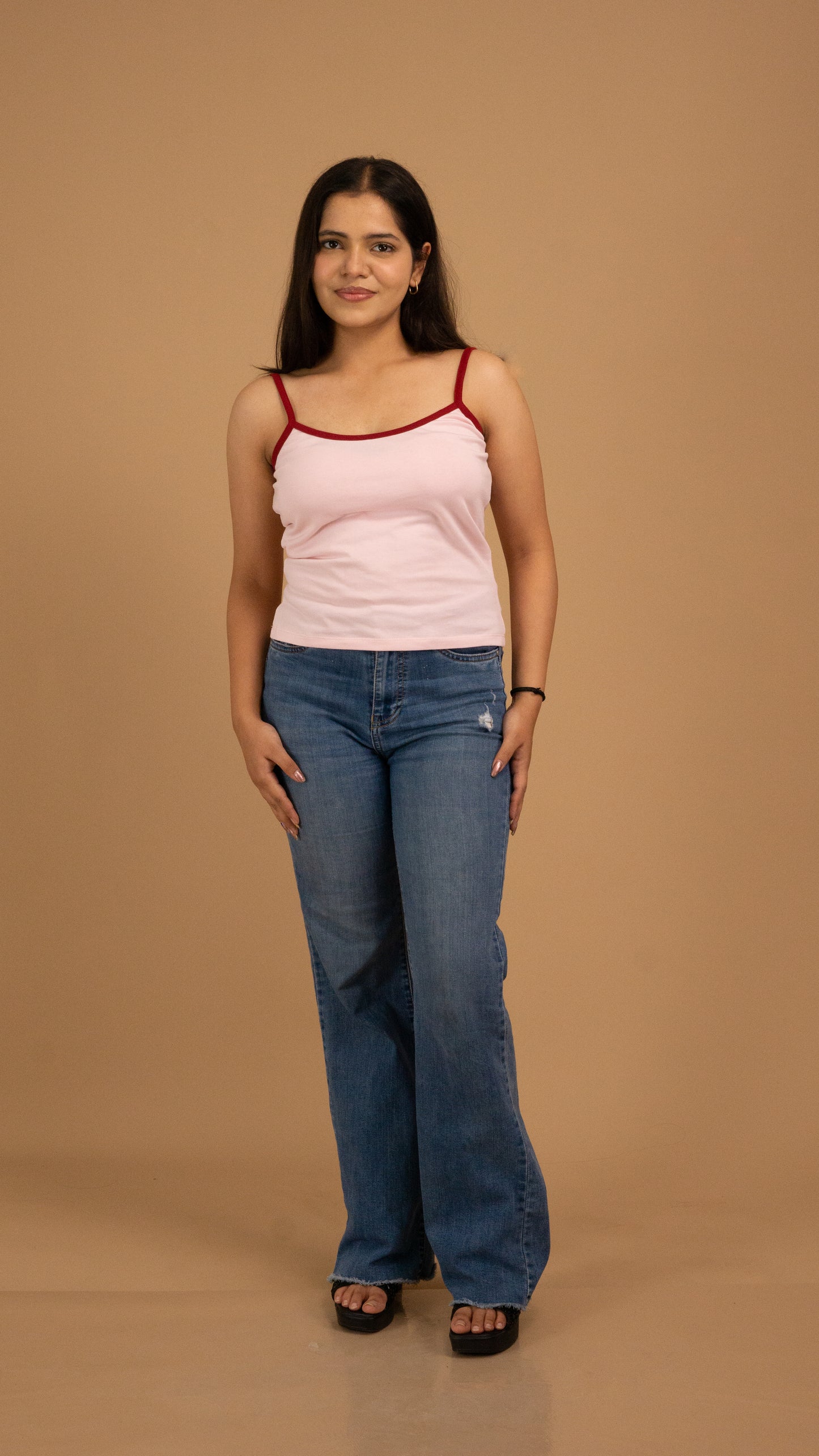 Contrast-Trim Cotton Cami Top