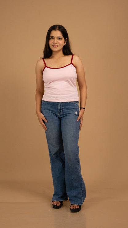 Contrast-Trim Cotton Cami Top