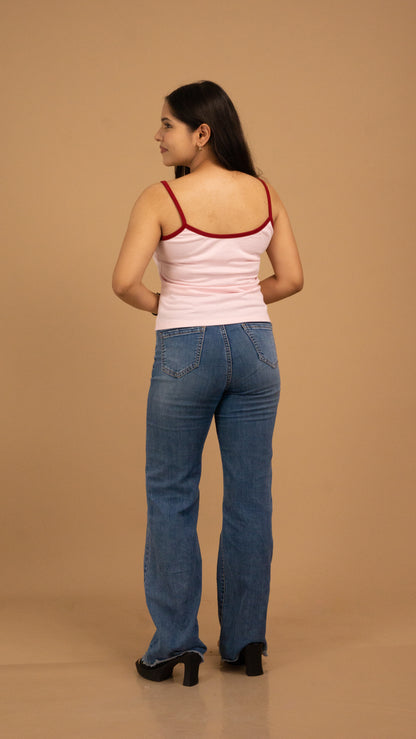 Contrast-Trim Cotton Cami Top