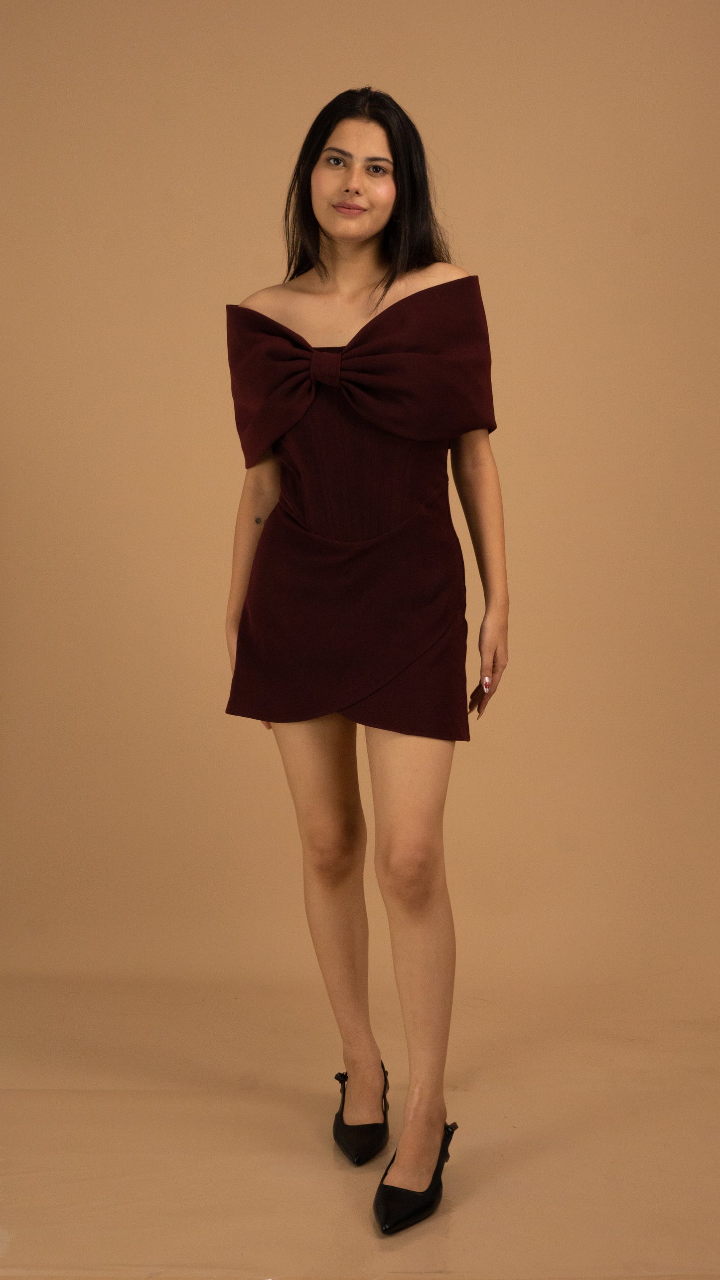 The Bordeaux Bow Elegance Dress