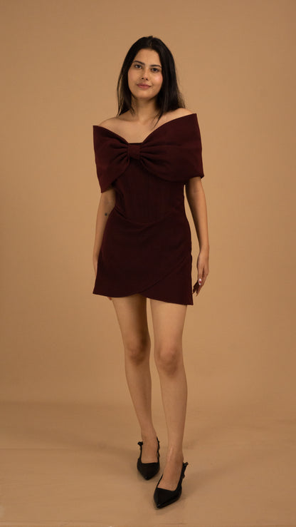 The Bordeaux Bow Elegance Dress