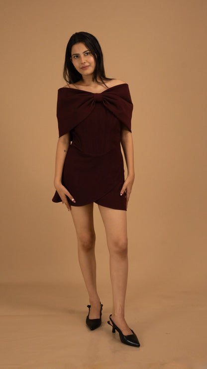 The Bordeaux Bow Elegance Dress