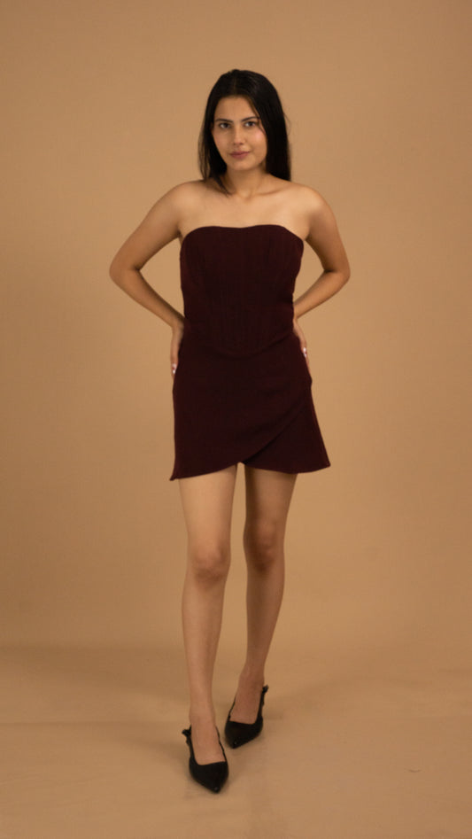 The Bordeaux Strapless Dress