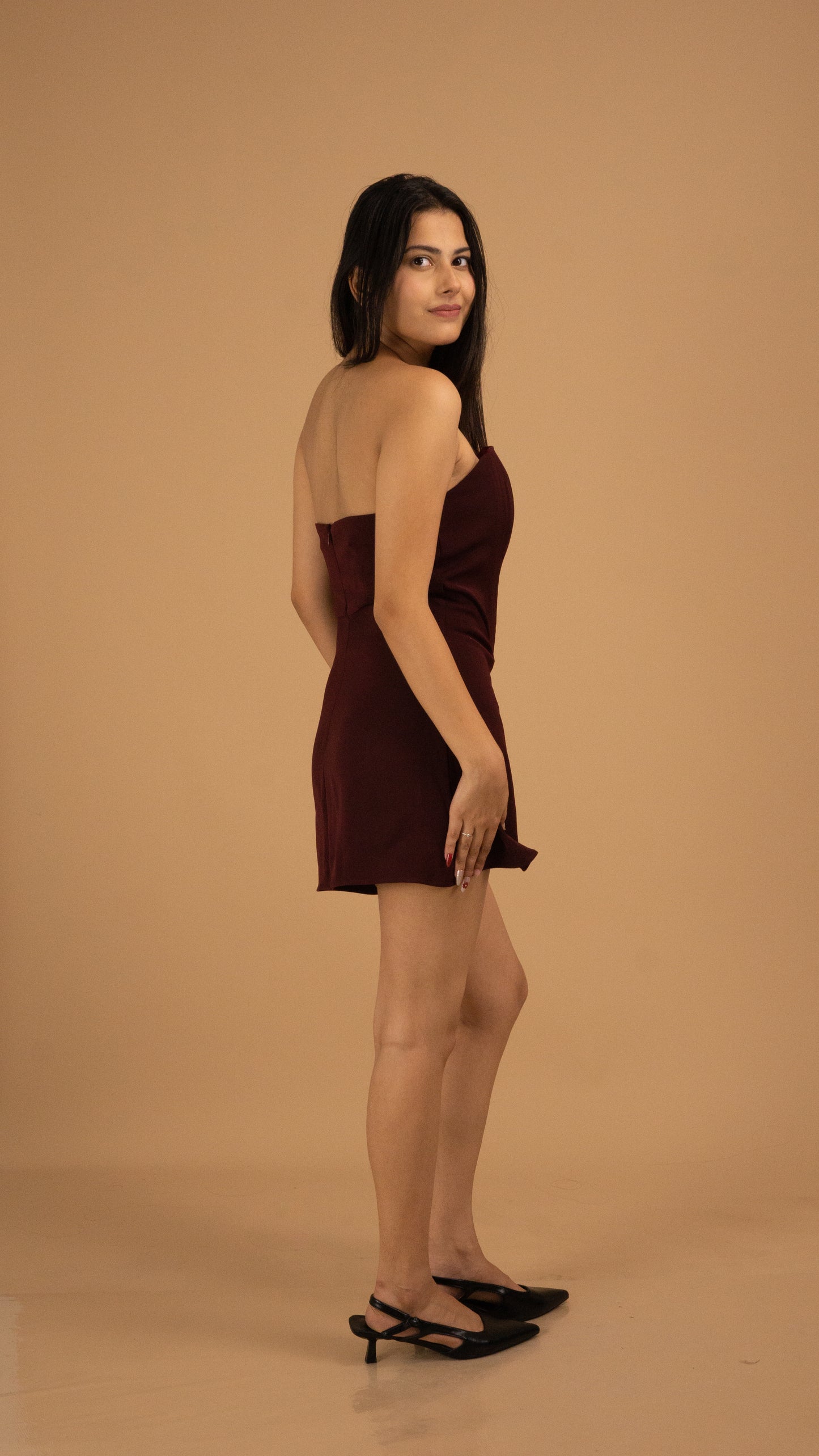 The Bordeaux Strapless Dress