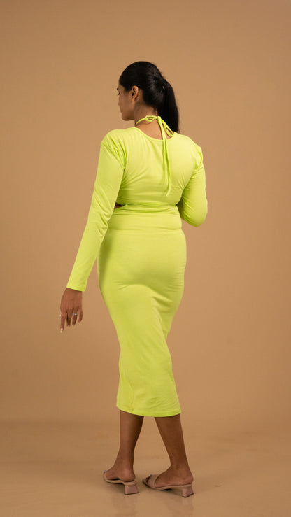 The Neon Allure Cut-Out Midi Dress