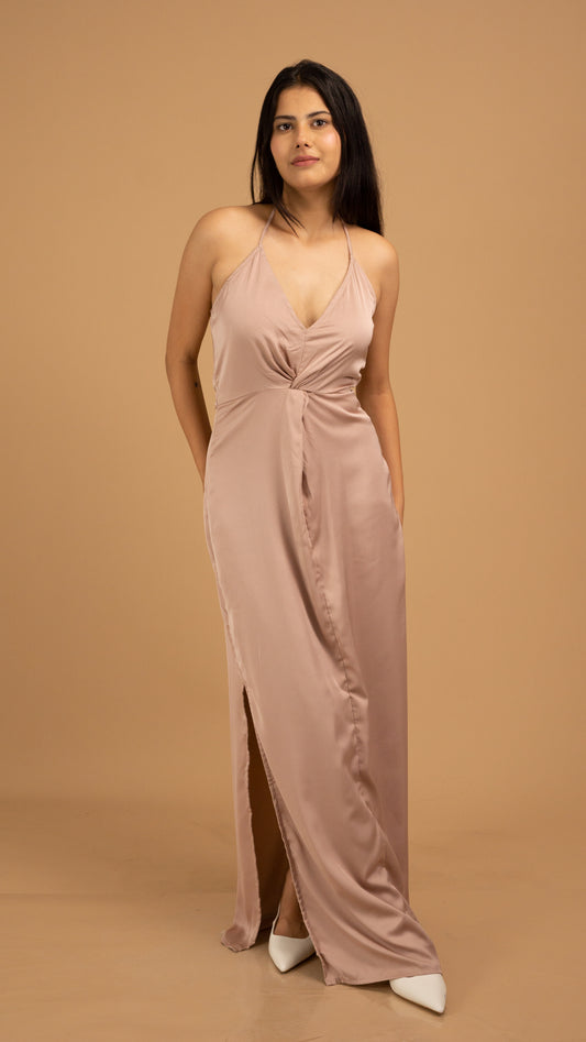 The Mocha Satin Serenity Gown