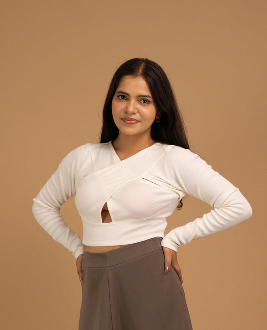 The Ivory Axis Sculpted Top
