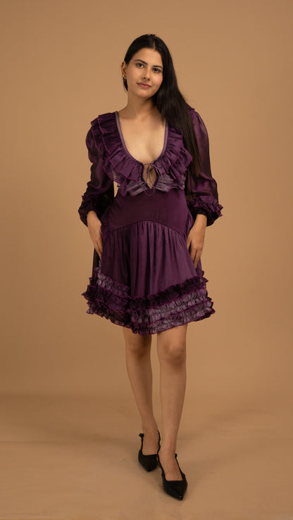 Midnight Bloom Ombre Satin Dress