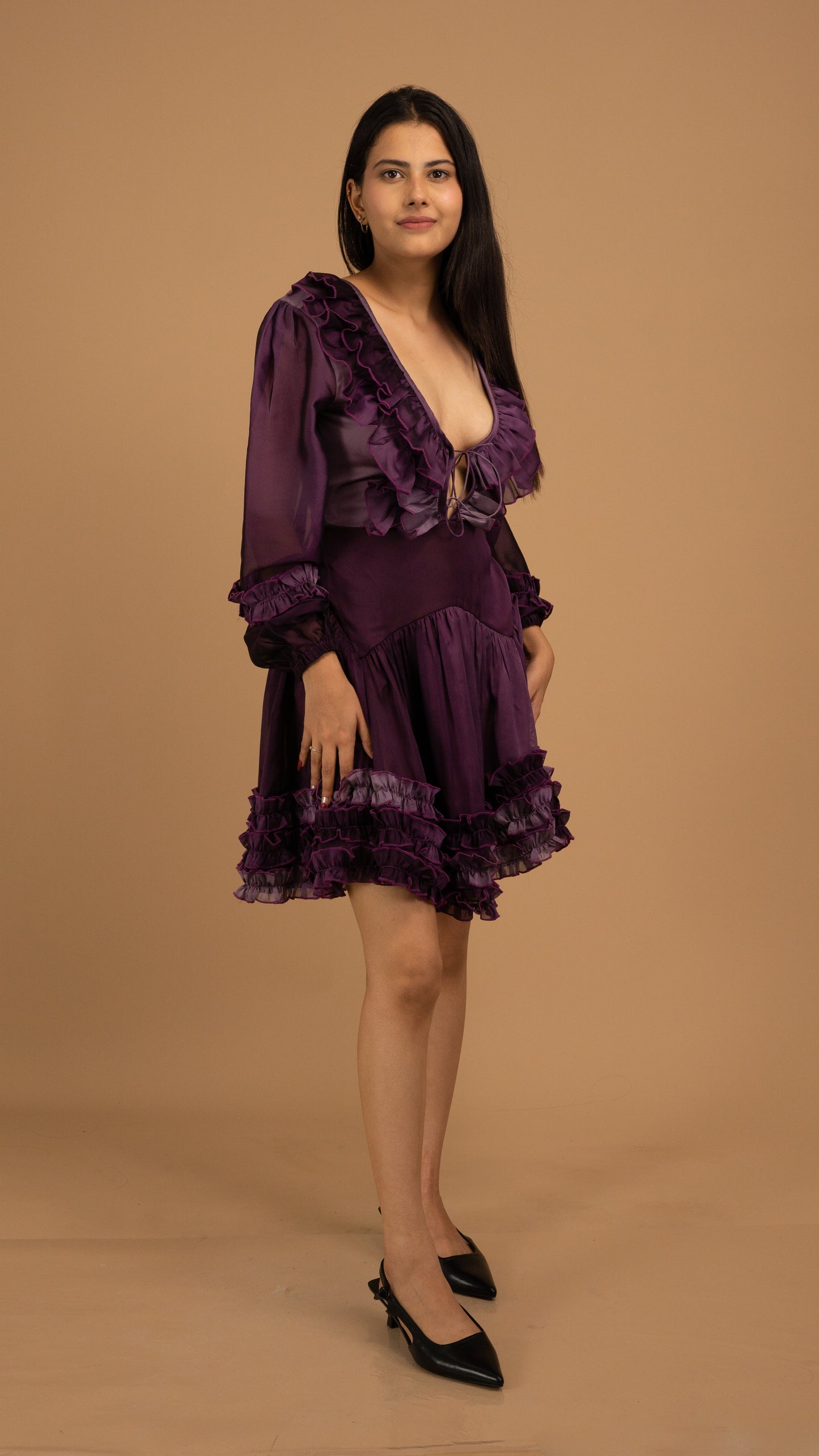 Midnight Bloom Ombre Satin Dress