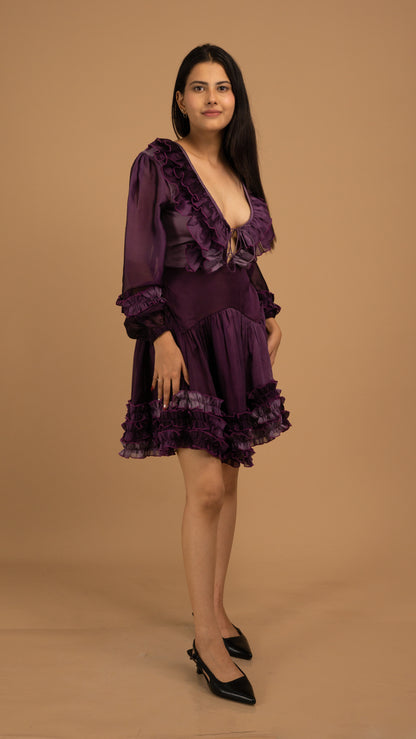 Midnight Bloom Ombre Satin Dress