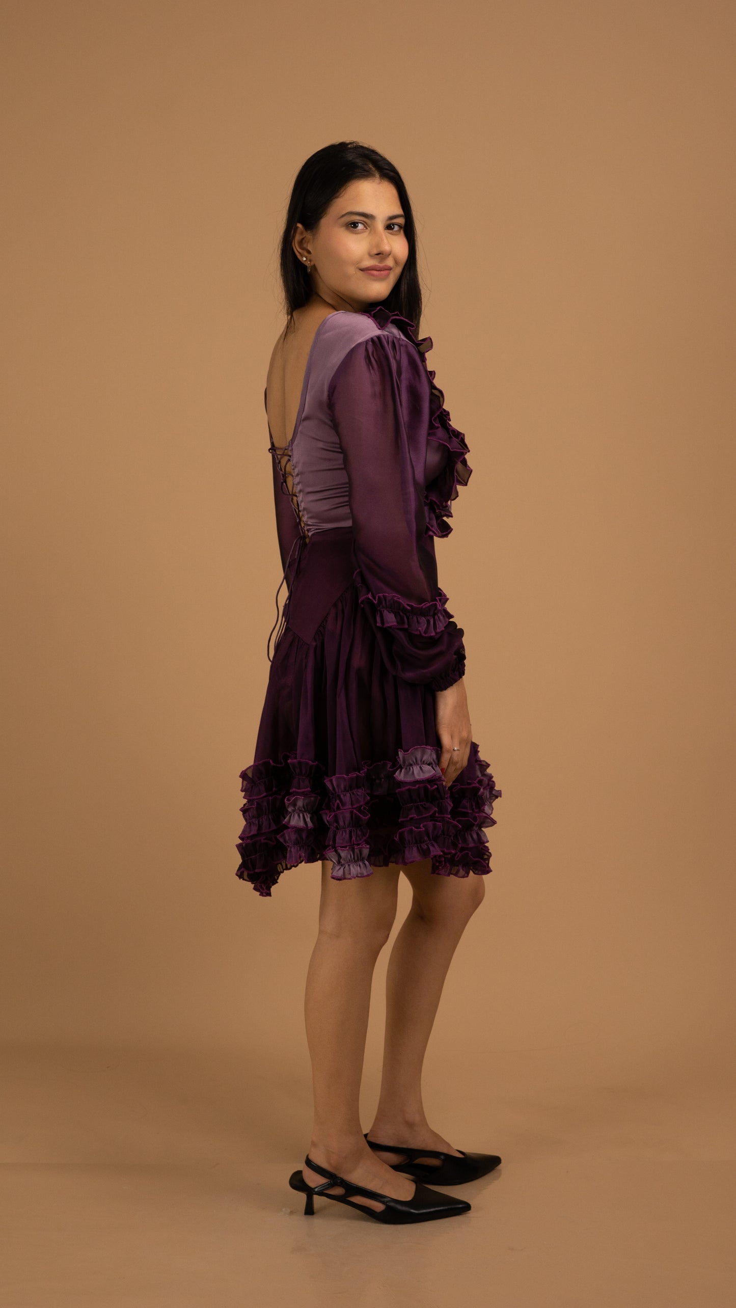 Midnight Bloom Ombre Satin Dress