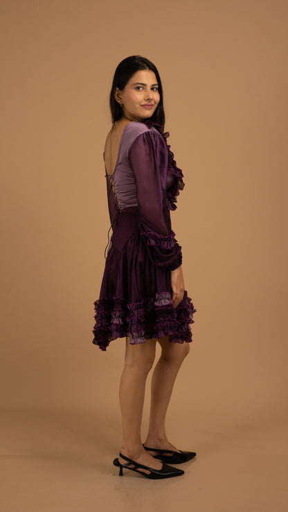 Midnight Bloom Ombre Satin Dress