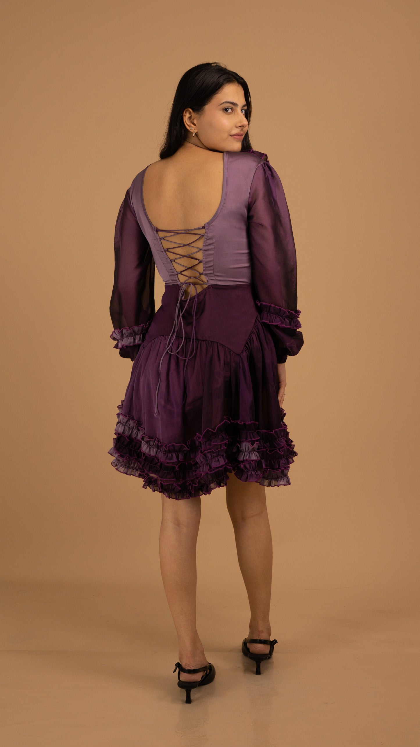 Midnight Bloom Ombre Satin Dress