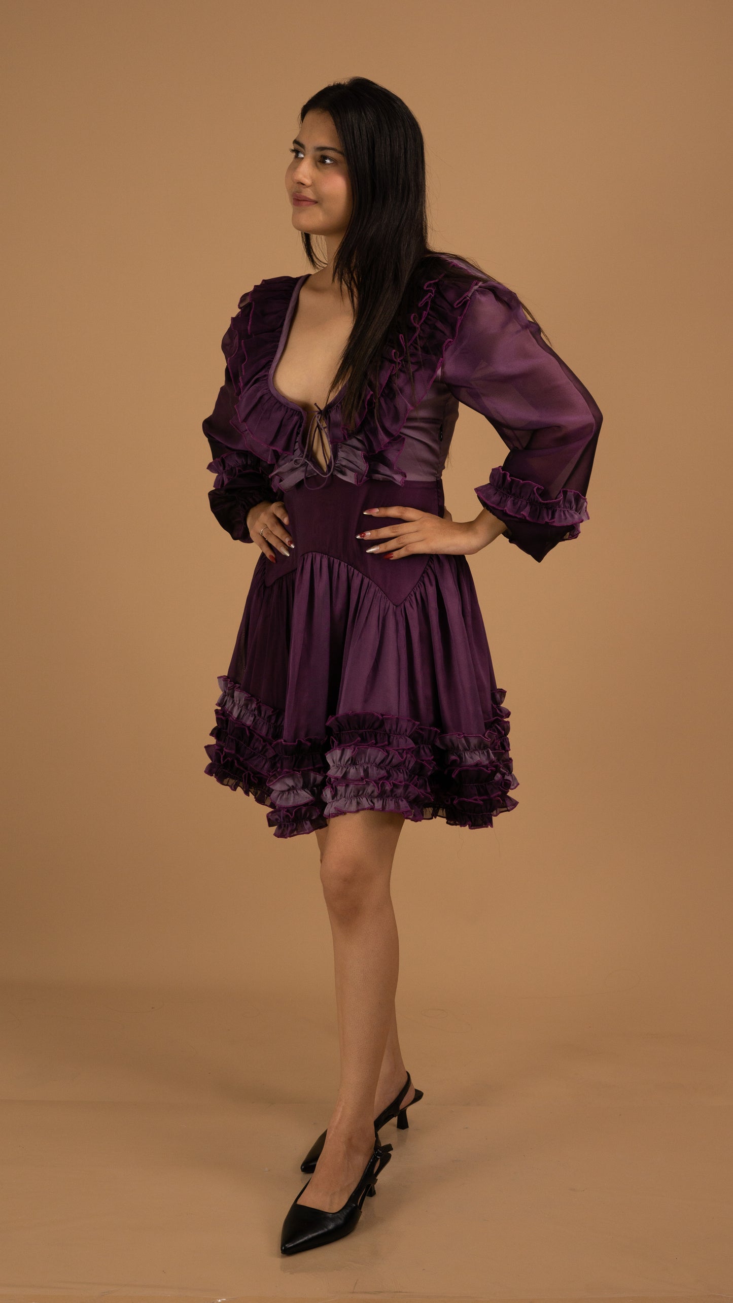 Midnight Bloom Ombre Satin Dress