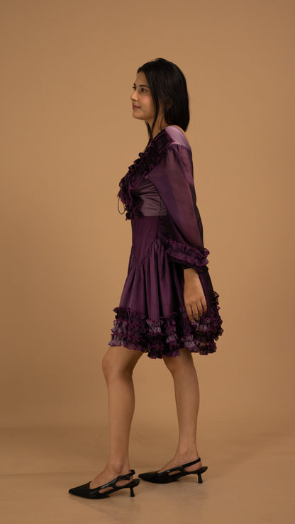 Midnight Bloom Ombre Satin Dress