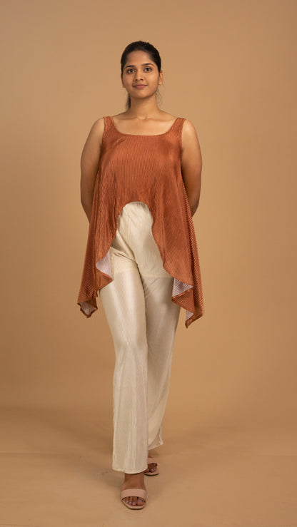 Terracotta Drape Pleated Tunic