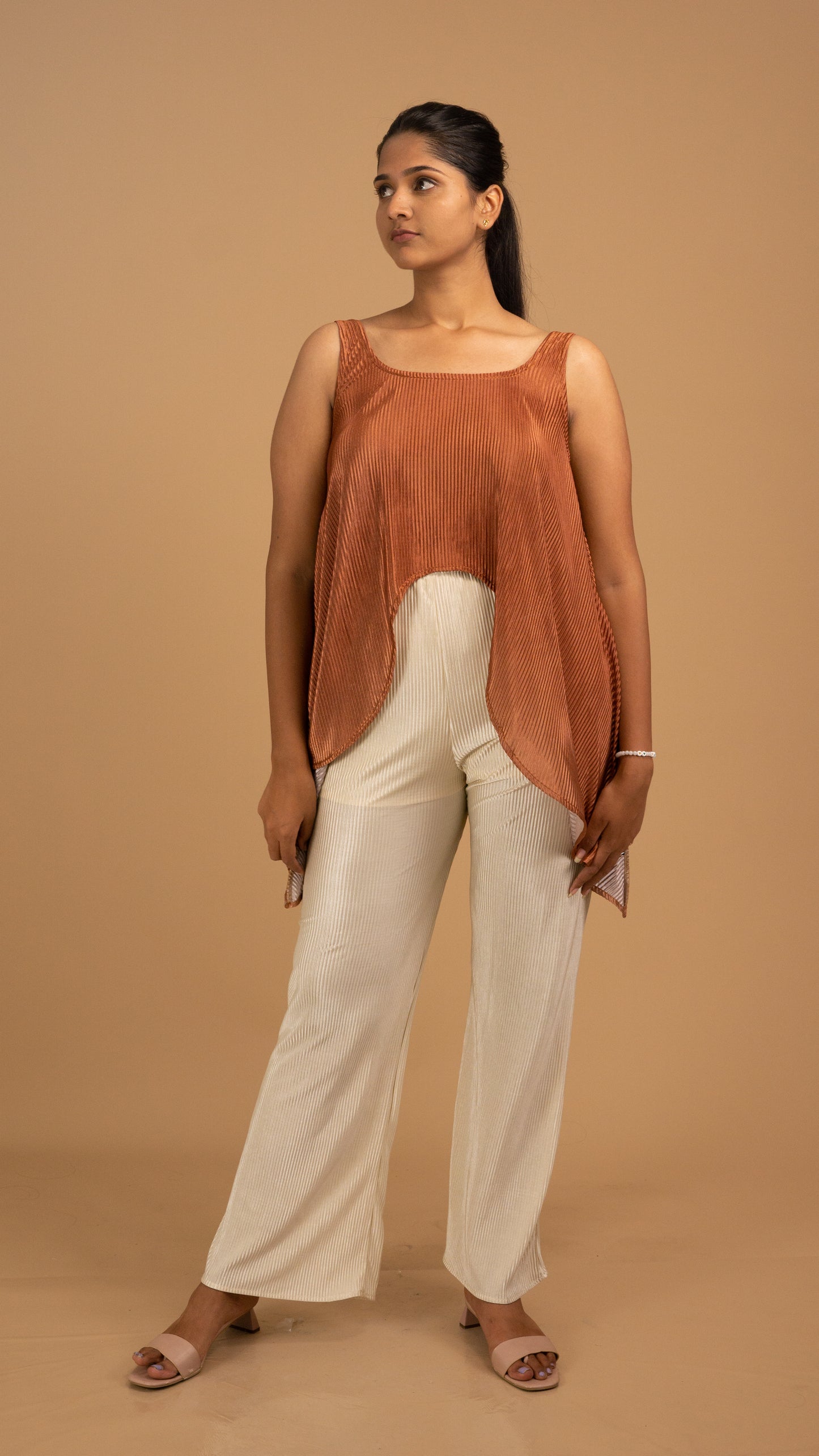 Terracotta Drape Pleated Tunic