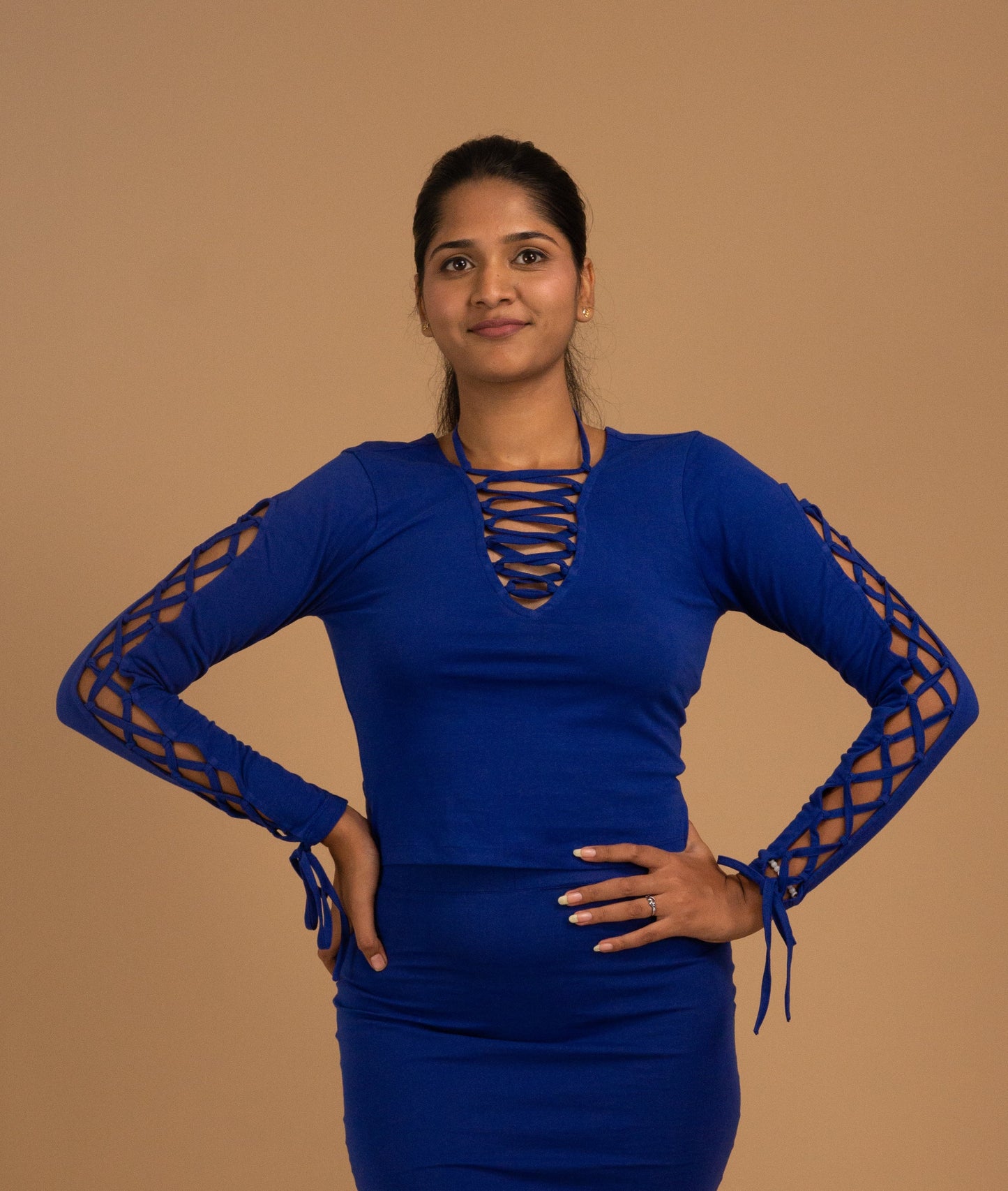 The Royal Lattice Couture Top