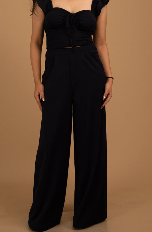 Noir Allure Wide-Leg Trousers