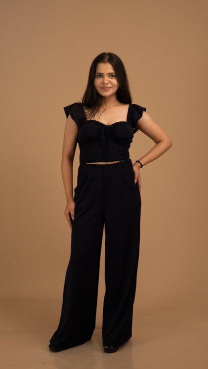 Noir Allure Wide-Leg Trousers