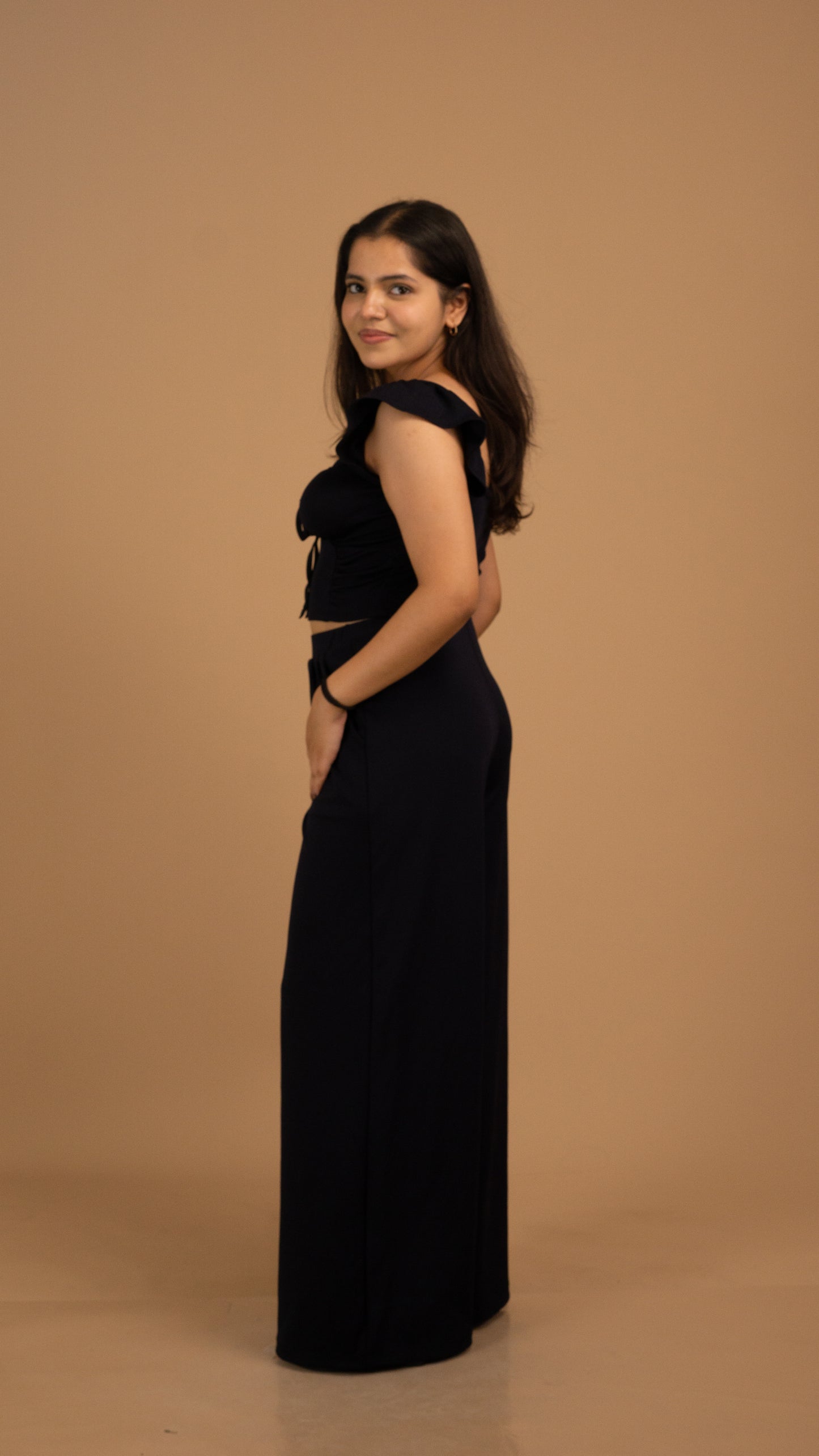 Noir Allure Wide-Leg Trousers