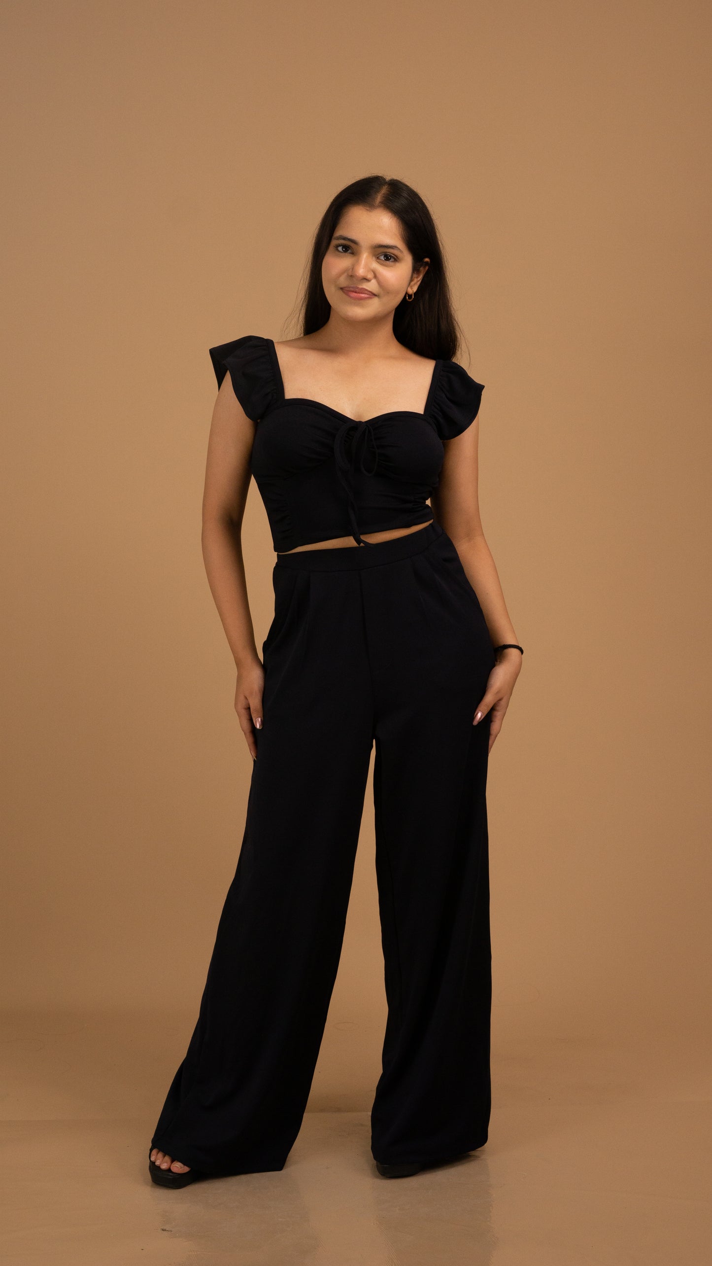 Noir Allure Wide-Leg Trousers