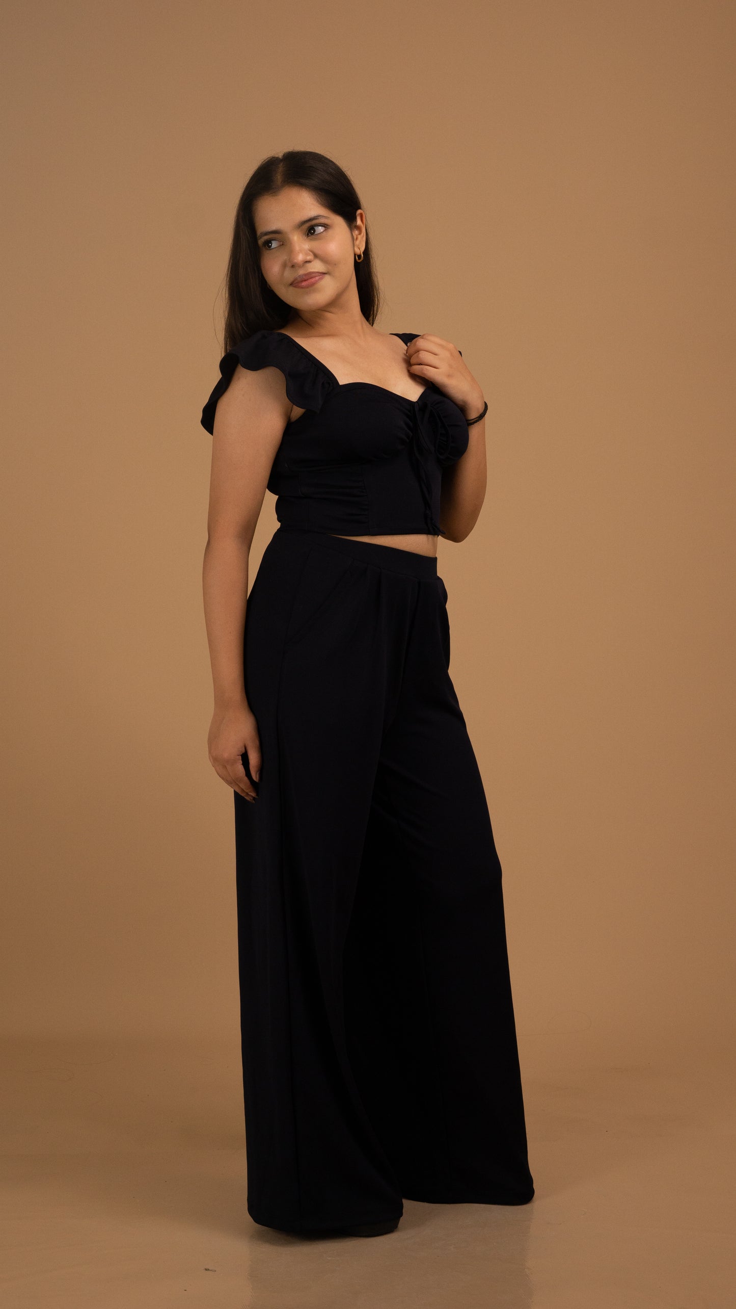 Noir Allure Wide-Leg Trousers