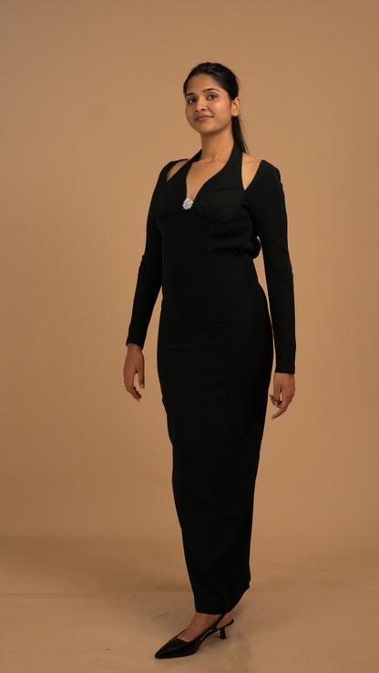 Elysian Noir Crepe Gown