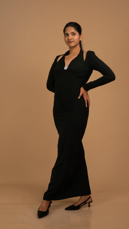 Elysian Noir Crepe Gown