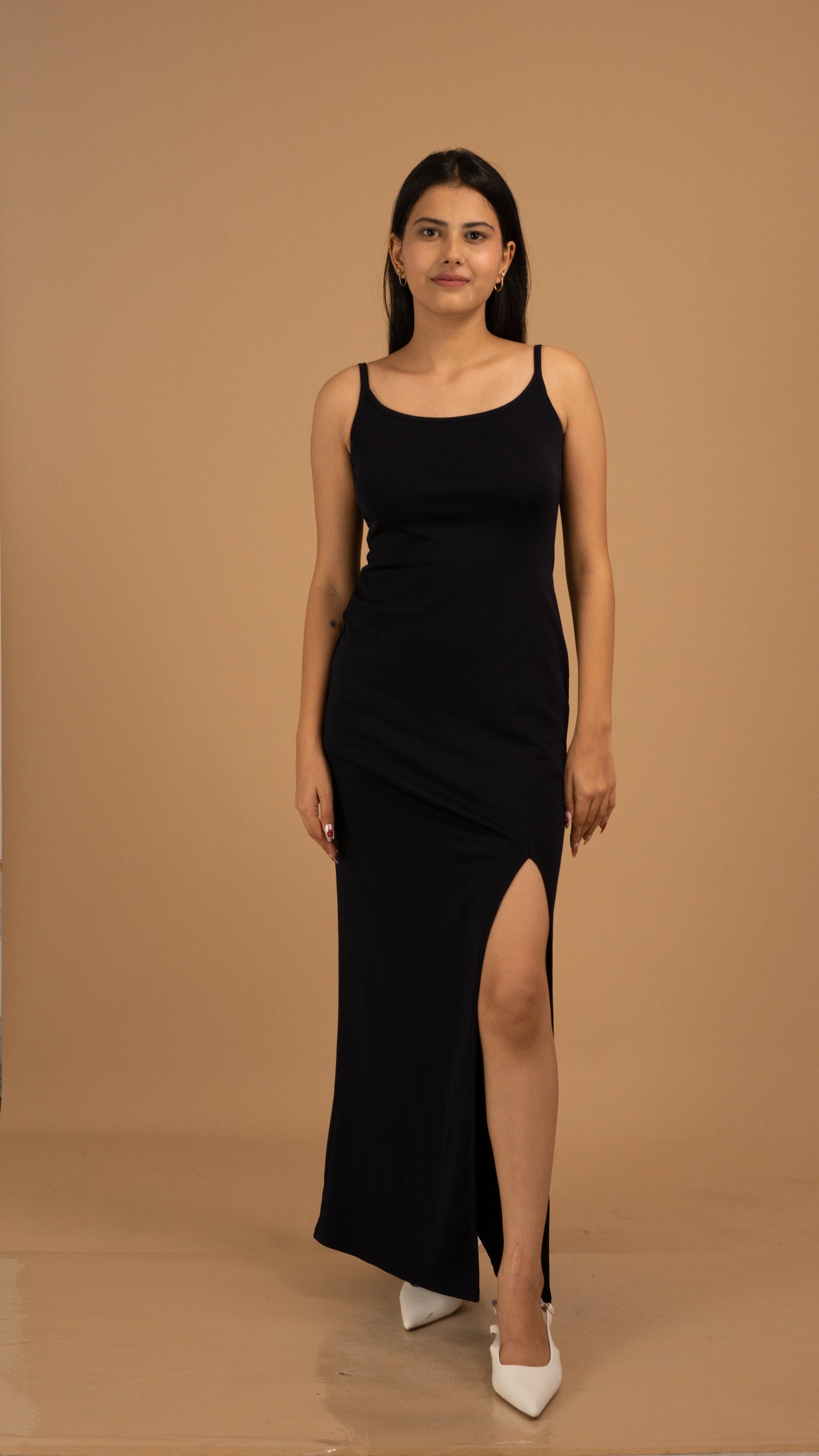 Noir Éclat Crepe Slip Gown
