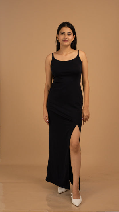 Noir Éclat Crepe Slip Gown