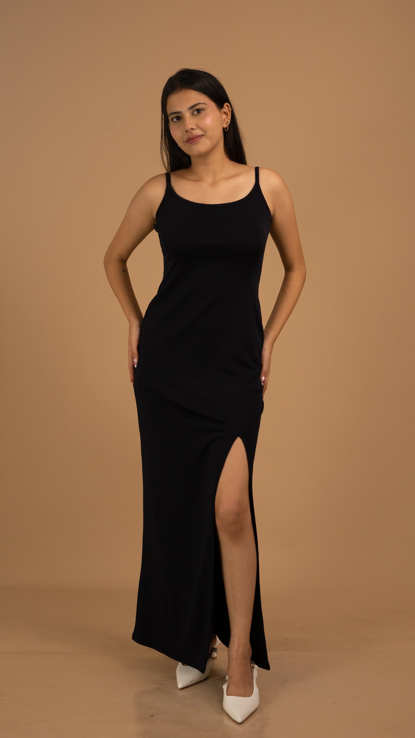Noir Éclat Crepe Slip Gown