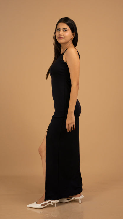 Noir Éclat Crepe Slip Gown