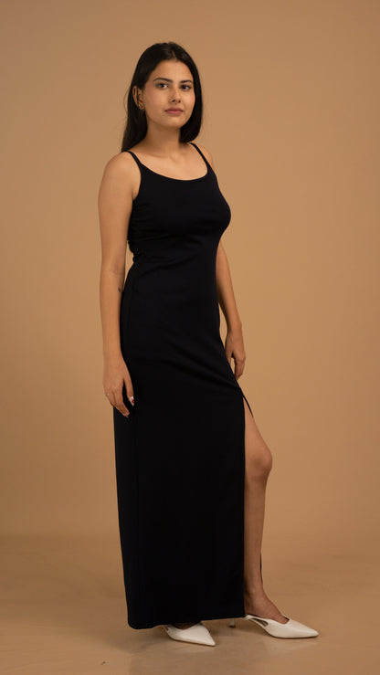 Noir Éclat Crepe Slip Gown