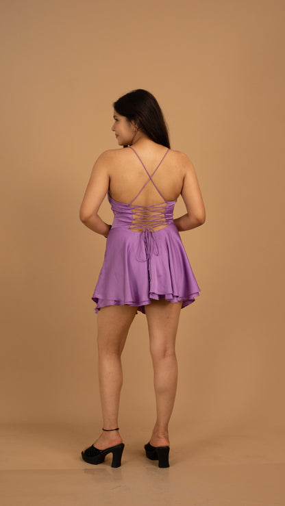 Amethyst Allure Satin Mini Dress