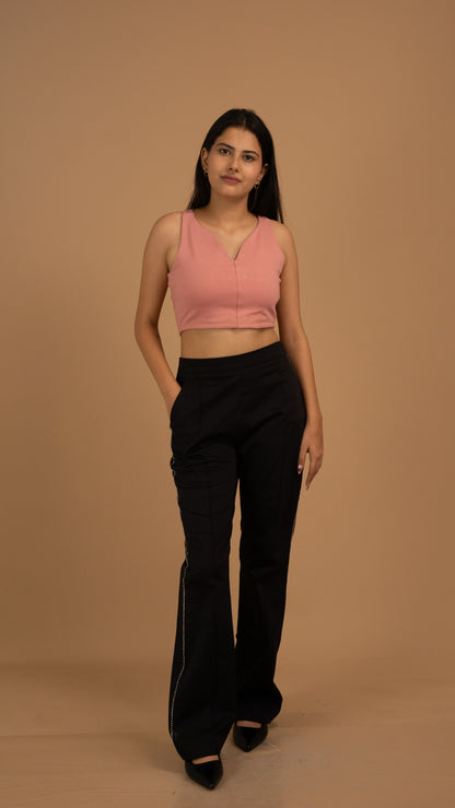 Rosé Noir Luxe Lycra & Crepe Co-ord Set