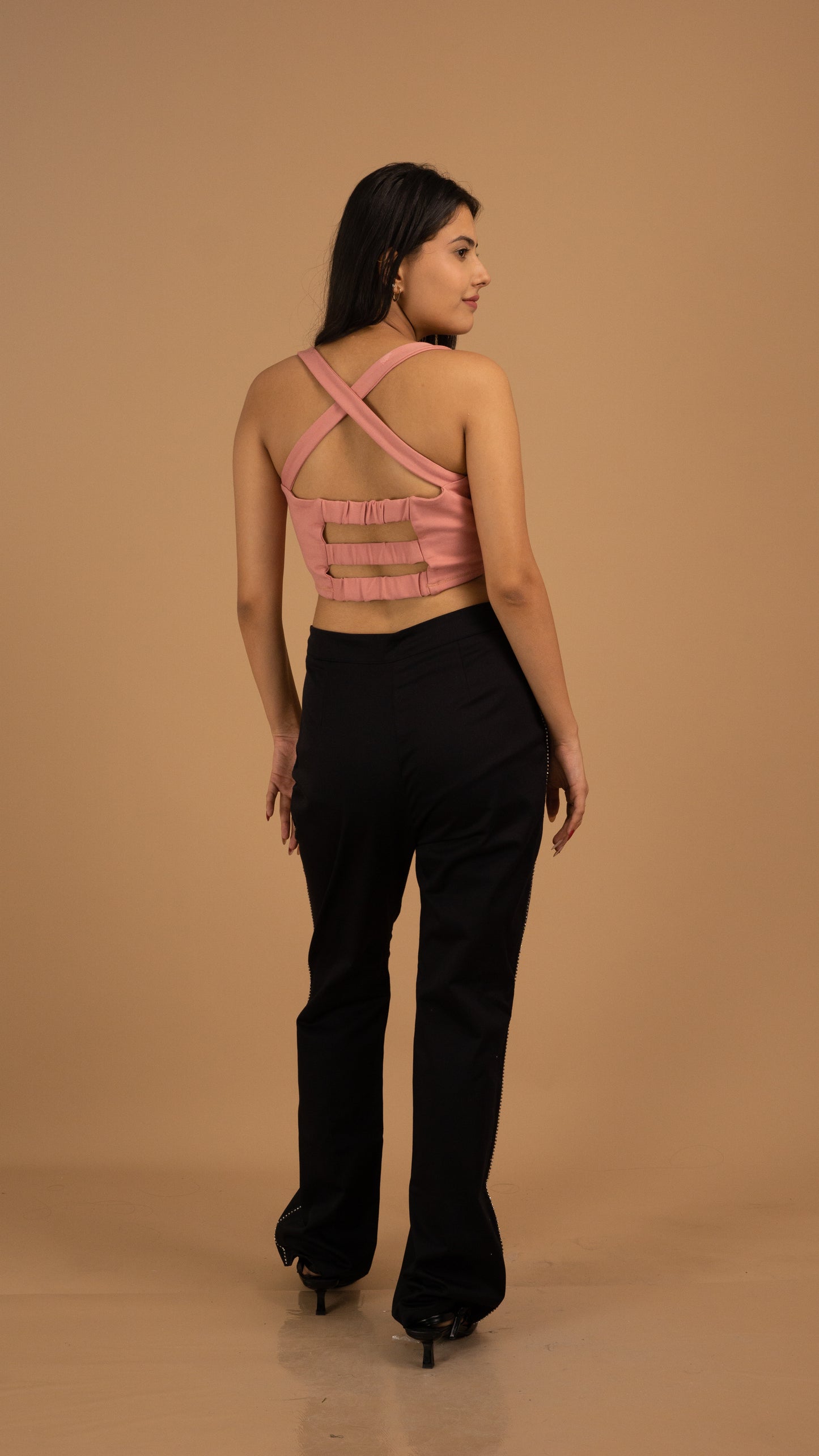 Rosé Noir Luxe Lycra & Crepe Co-ord Set