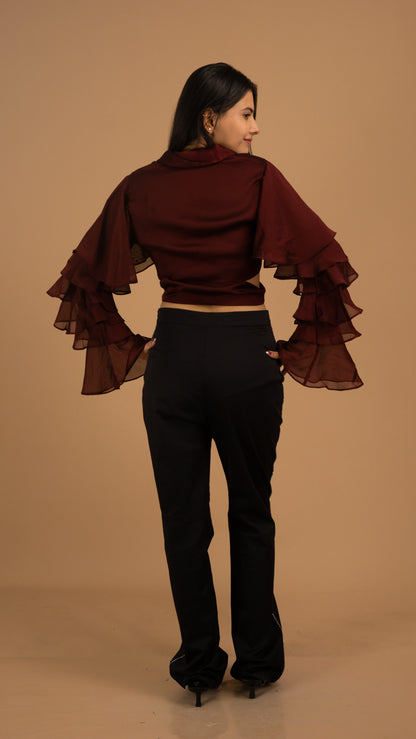 Crimson Ruffle Charm Co-ord Set