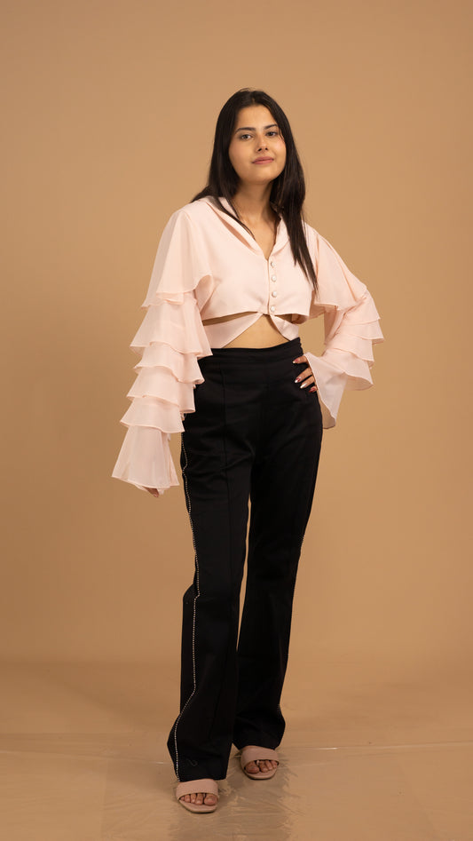 Blush Cascade & Midnight Tailored Co-ord Set